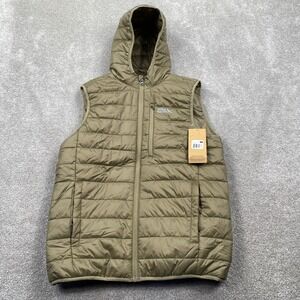 Eddie Bauer Baywood Hooded Vest Mens Small Covert Green Puffer EB010912 NWT